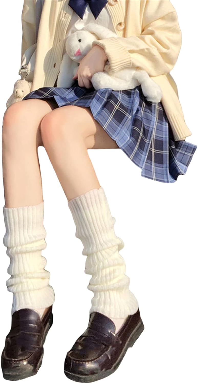 Fernvia Womens Lolita Knit Long Socks Leg Warmers Harajuku Japanese Kawaii Boot Socks Winter Ankle Heap Sock - Image 2